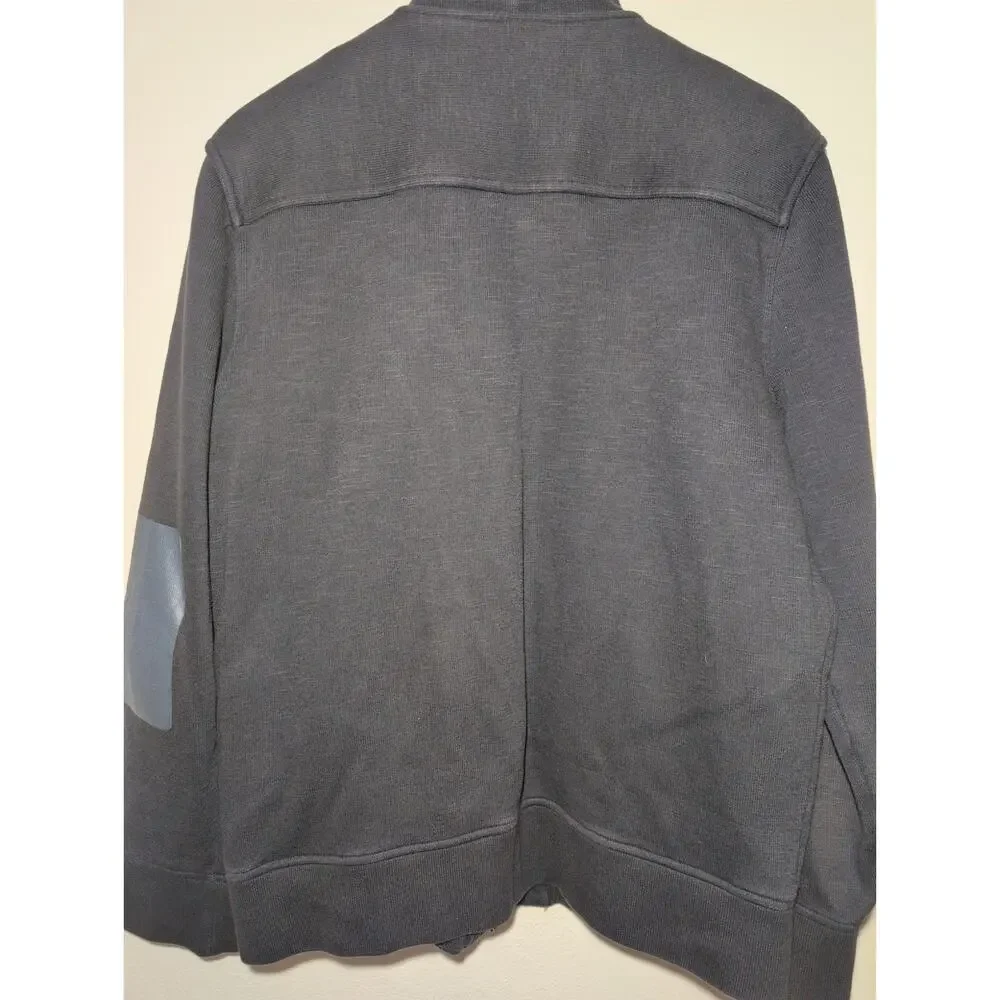 Banana Republic Sweater Mens L Navy Elbow Patches Pockets Cotton‎ Grandpa Preppy
